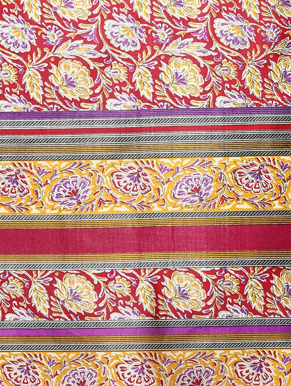turquoise raw silk printed saree with blouse - 15022697 - Zoom Image - 4