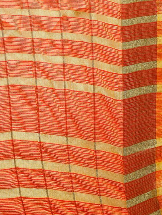 orange art silk woven saree with blouse - 15023137 - Zoom Image - 4