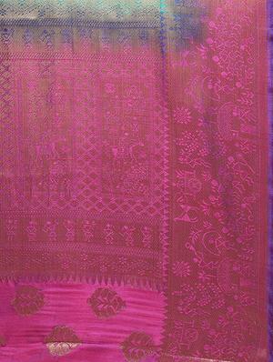 turquoise banarasi silk saree with blouse - 15023140 - Standard Image - 4