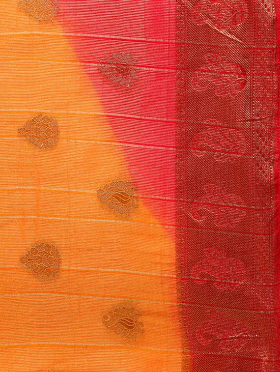 orange banarasi silk saree with blouse - 15023143 - Zoom Image - 4