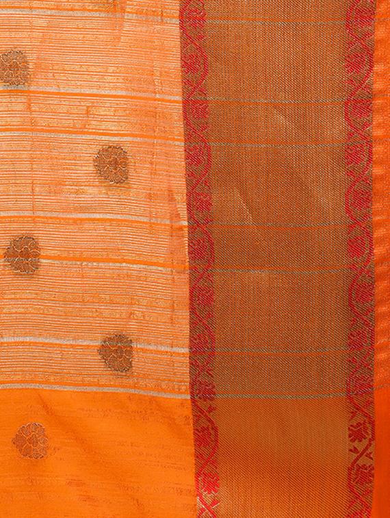 peach banarasi silk saree with blouse - 15023146 - Zoom Image - 4