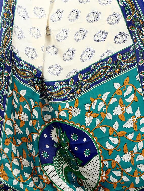 white georgette printed saree with blouse - 15023468 - Zoom Image - 4