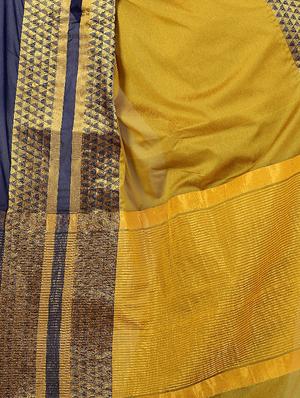 yellow cotton bordered saree with blouse - 15023541 - Standard Image - 4