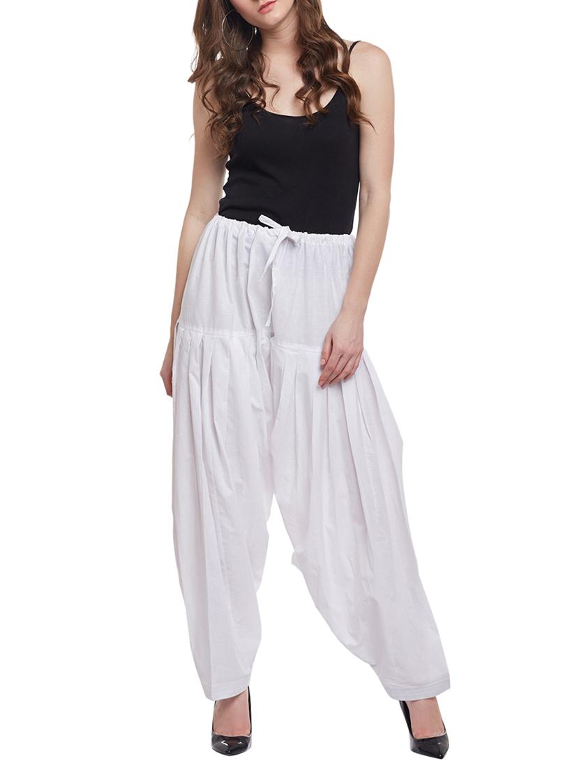 white cotton patiyala salwars - 15023628 - Zoom Image - 4