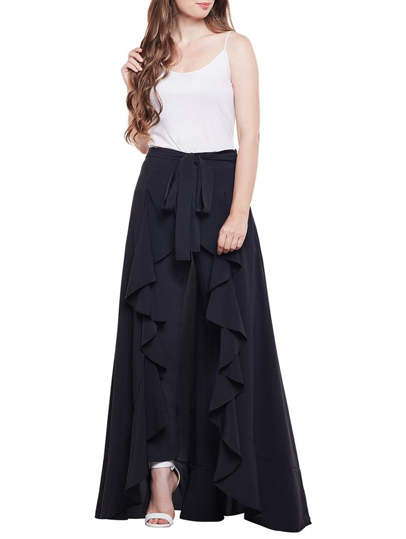 navy blue crepe ruffled palazzo - 15023644 - Zoom Image - 4
