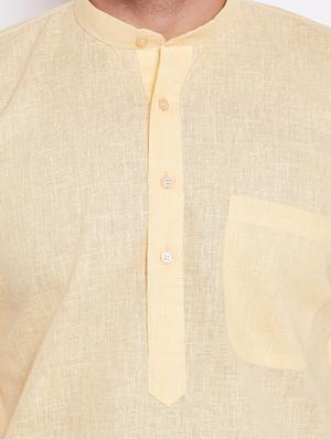 yellow linen long kurta - 15024069 - Standard Image - 4