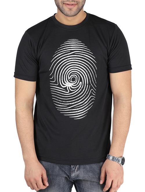 black cotton chest print t-shirt - 15024285 - Standard Image - 1