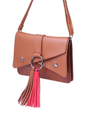 brown leatherette regular sling bag - 15025082 - Standard Image - 4