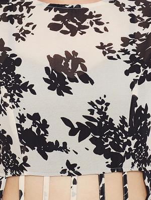 white ombre printed a-line georgette dress - 15025245 - Standard Image - 4