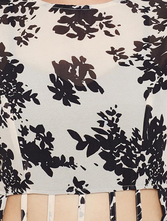 white ombre printed a-line georgette dress - 15025245 - Zoom Image - 4