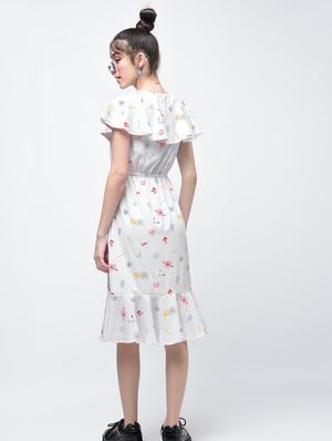 white printed pephem dress - 15025507 - Standard Image - 4