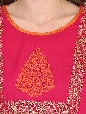 pink cotton flared kurta - 15026077 - Standard Image - 4