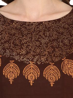brown cotton anarkali kurta - 15026078 - Standard Image - 4