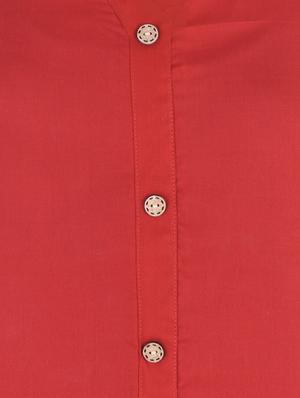 red cotton solid kurta - 15026112 - Standard Image - 4