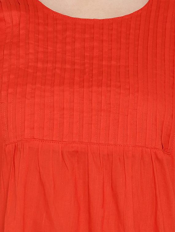 red cotton kurta - 15026284 - Zoom Image - 4