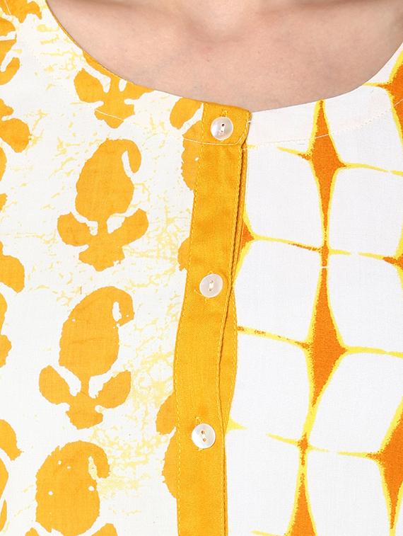 yellow rayon highlow kurta - 15027454 - Zoom Image - 4