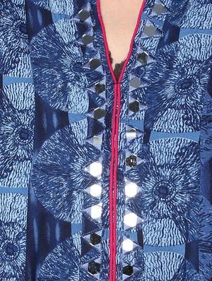 blue rayon flared kurta - 15027458 - Standard Image - 4