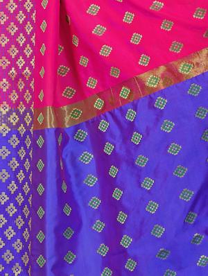 pink silk blend woven saree with blouse - 15027500 - Standard Image - 4