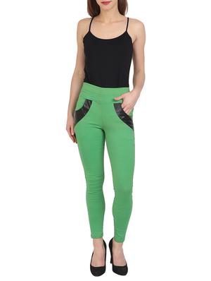 green cotton lycra jeggings - 15027530 - Standard Image - 4