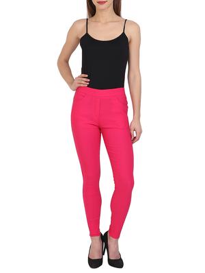 pink cotton lycra jeggings - 15027539 - Standard Image - 4