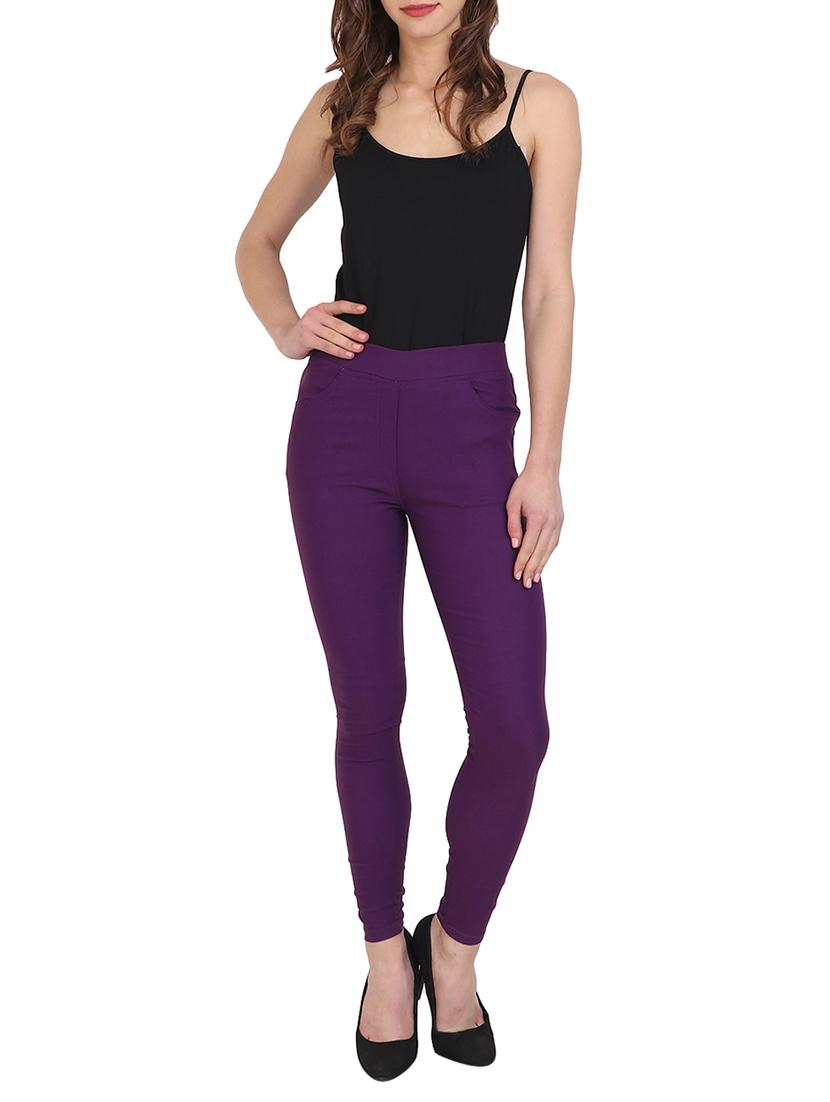 purple cotton lycra jeggings - 15027553 - Zoom Image - 4