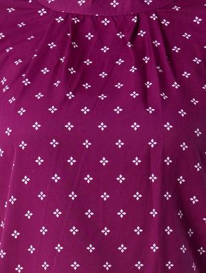 purple crepe printed top - 15028184 - Standard Image - 4