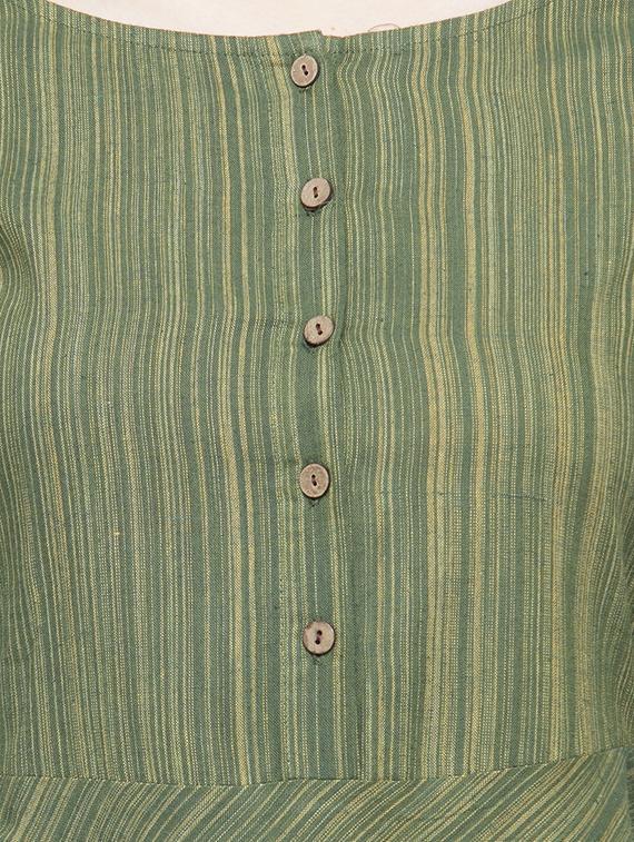 green cotton high low kurta - 15029886 - Zoom Image - 4