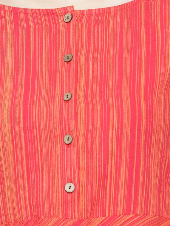 red cotton high low kurta - 15029887 - Zoom Image - 4