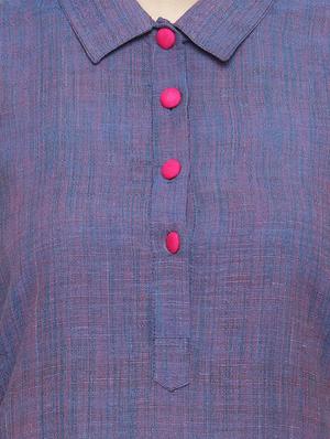 blue cotton solid kurta - 15029895 - Standard Image - 4