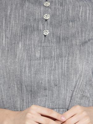 solid grey cotton a-line dress - 15030239 - Standard Image - 4