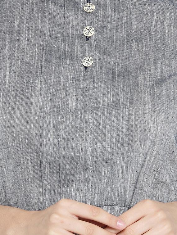 solid grey cotton a-line dress - 15030239 - Zoom Image - 4