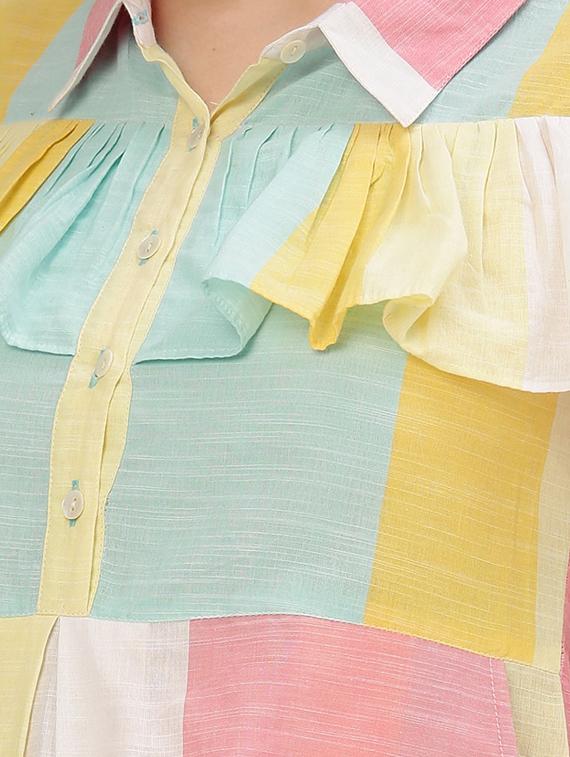 pink striped cold-shoulder dress - 15030299 - Zoom Image - 4