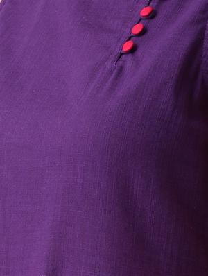 purple cotton straight kurta - 15030372 - Standard Image - 4