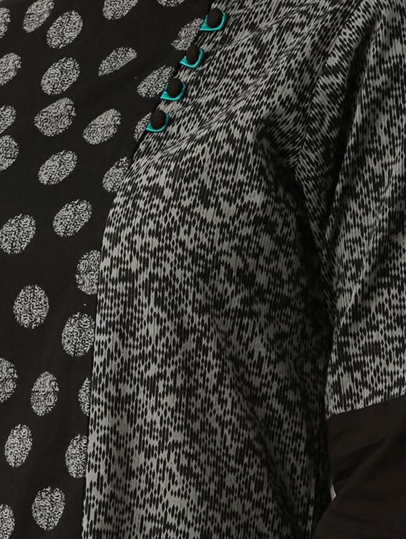 black cotton kurta palazzo set - 15030395 - Zoom Image - 4