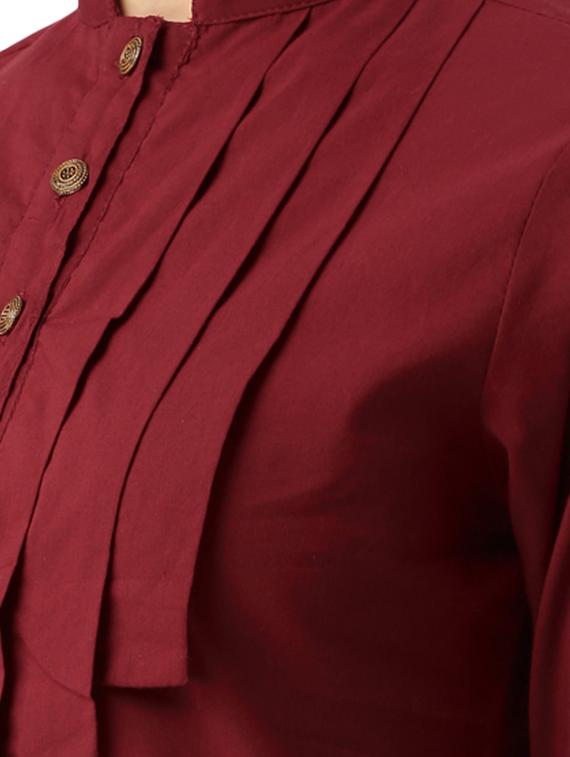red cotton kurta pant set - 15030396 - Zoom Image - 4