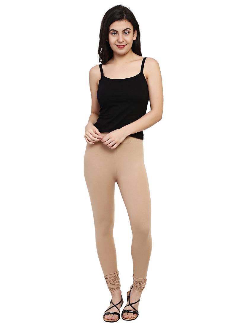 beige solid leggings - 15030594 - Zoom Image - 4