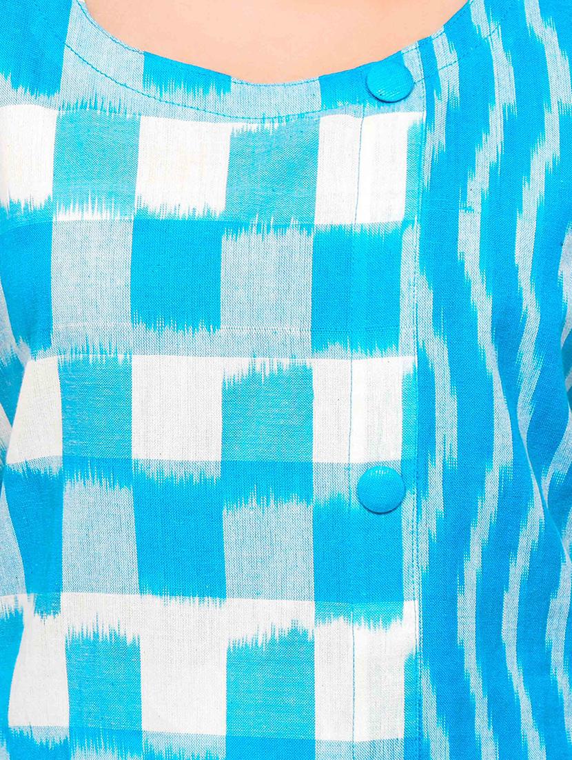 soch blue cotton straight kurta - 15030733 - Zoom Image - 4