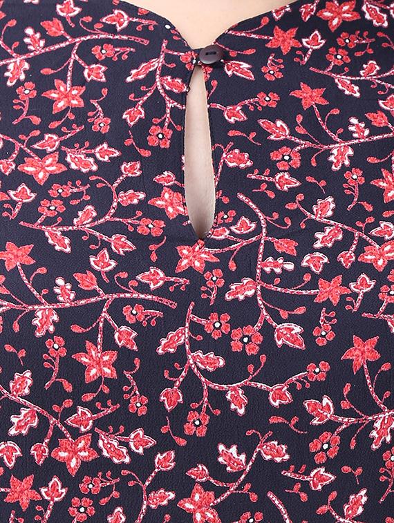navy blue viscose printed top - 15030795 - Zoom Image - 4