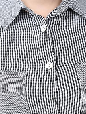 black checkered crepe shirt - 15030807 - Standard Image - 4