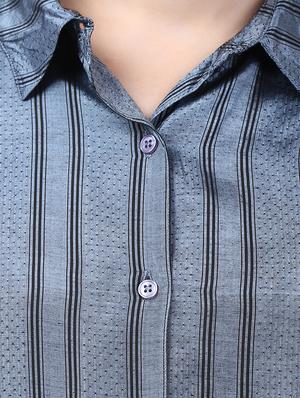 blue striped viscose shirt - 15030815 - Standard Image - 4