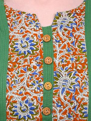 green cotton straight kurta - 15030871 - Standard Image - 4