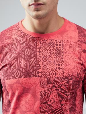 red cotton all over print t-shirt - 15030936 - Standard Image - 4