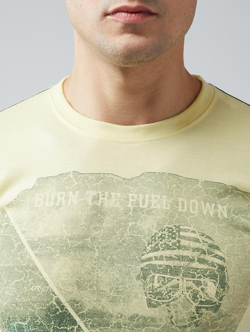 yellow cotton front print t-shirt - 15030945 - Zoom Image - 4