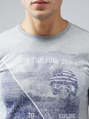 grey cotton front print t-shirt - 15030946 - Standard Image - 4
