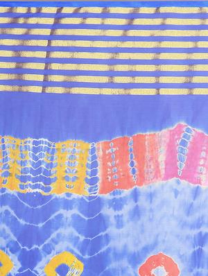 blue chiffon tie & dye saree with blouse - 15032254 - Standard Image - 4