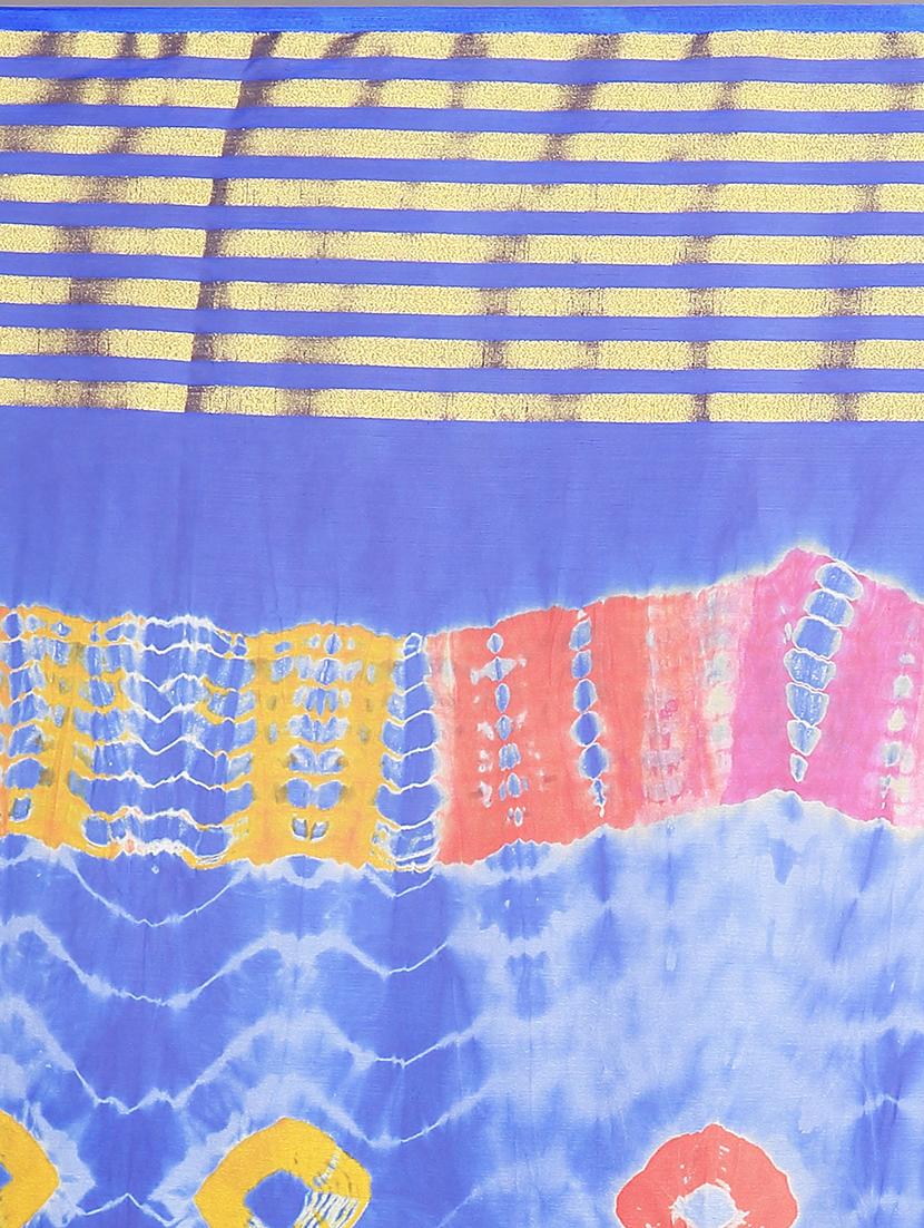 blue chiffon tie & dye saree with blouse - 15032254 - Zoom Image - 4