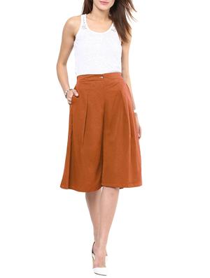 solid brown crepe culottes - 15033739 - Standard Image - 4