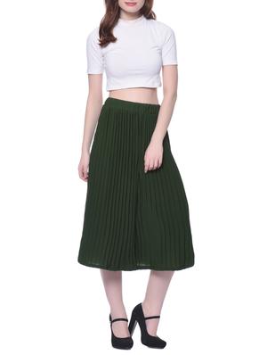 solid green crepe culottes - 15033740 - Standard Image - 4