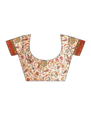 brown khadi printed saree with blouse - 15033763 - Standard Image - 4