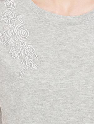 grey cotton solid tee - 15034156 - Standard Image - 4